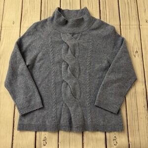 Qi Women Sweater XS Blue Crew Neck Long Sleeve Cashmere Blend Pullover